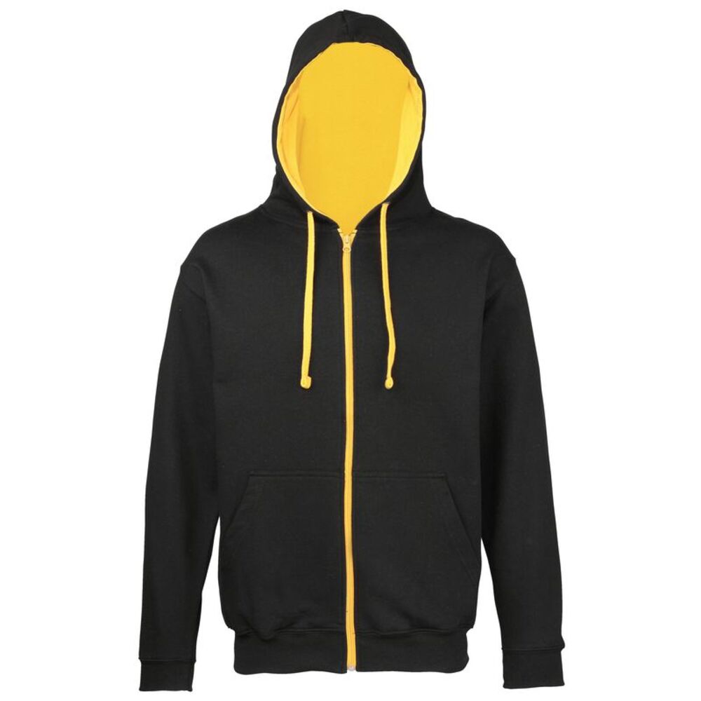 Awdis Mens Varsity  Sweatshirt Hoodie Zoodie 11 Colours  / Jet Black/Gold